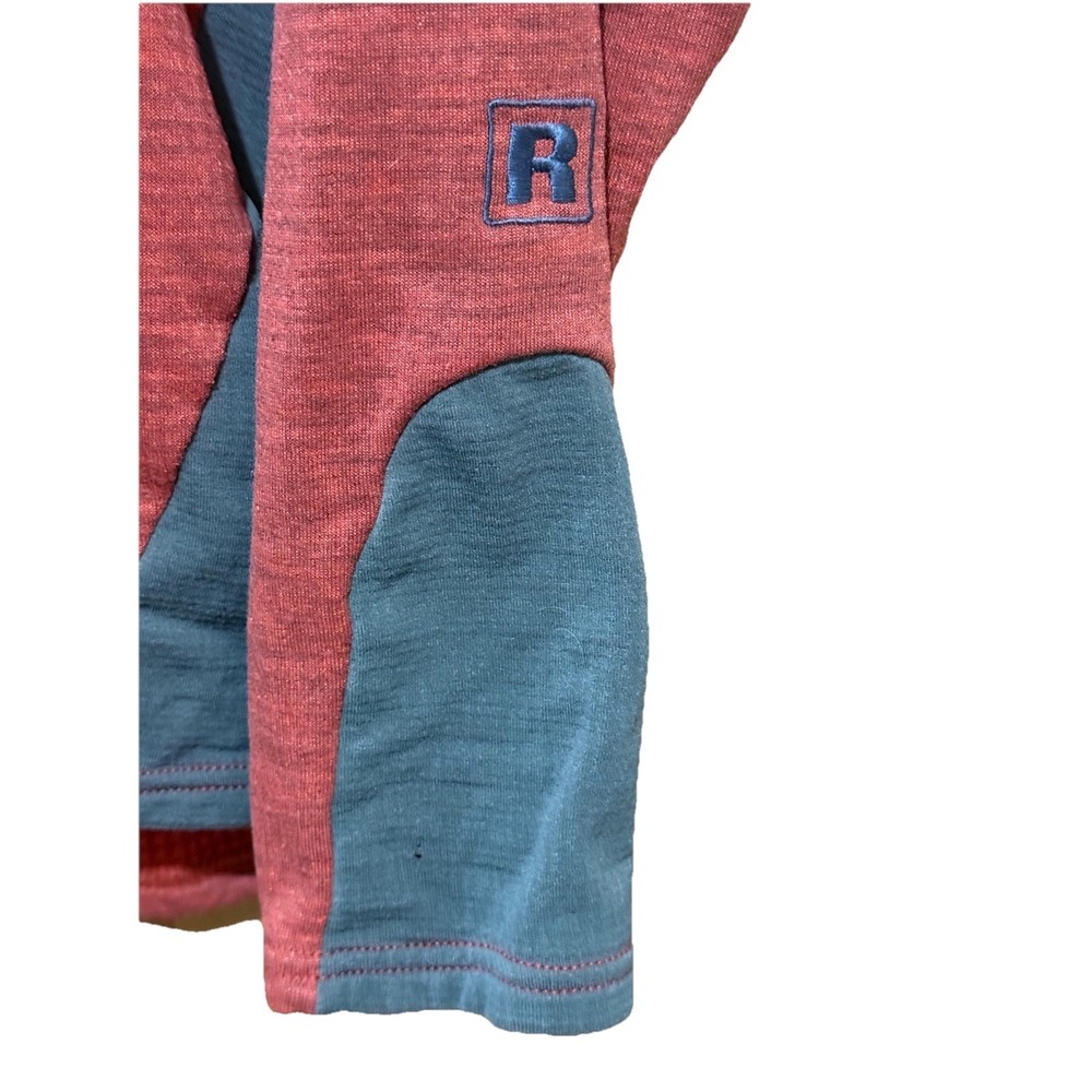 Patagonia Regulator Medium‎ Grid Waffle Fleece Pullover 1/2 Zip Orange Gray EUC - Picture 6 of 7